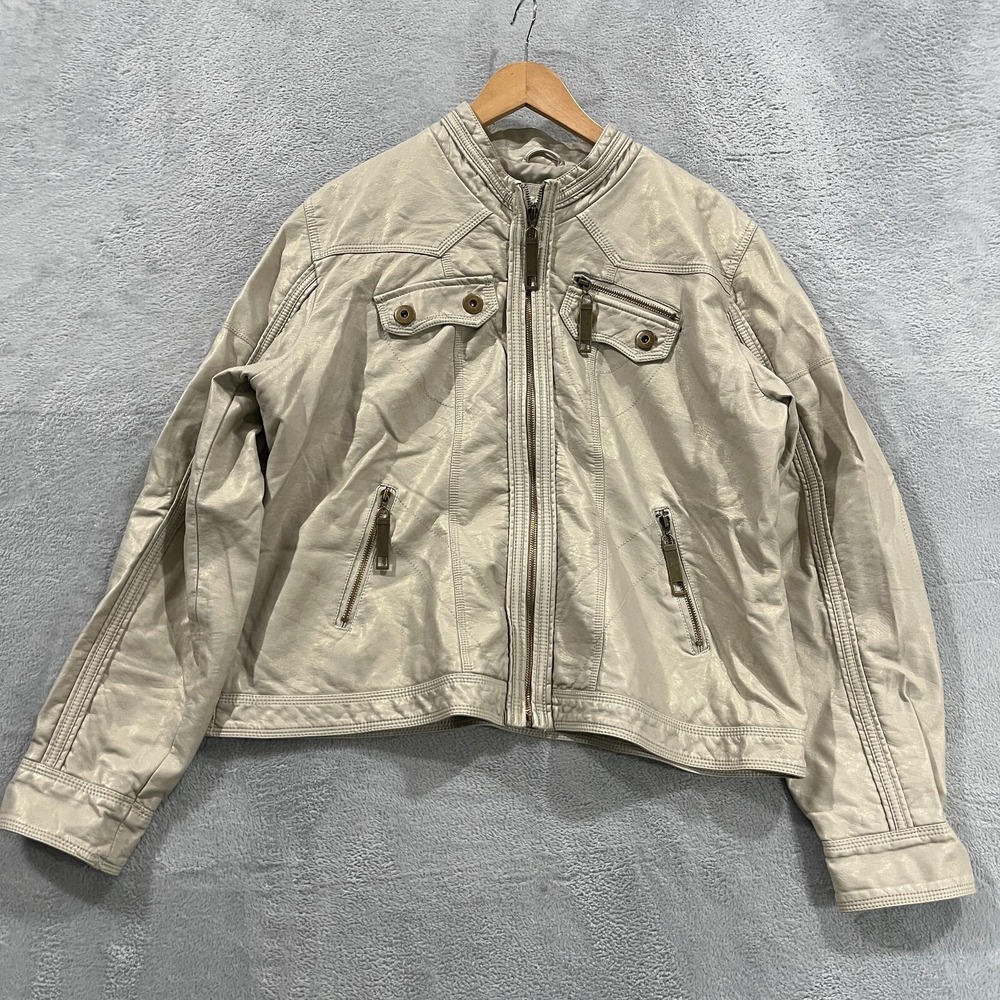 Dress Barn Jacket‎ Womens 14 16 Faux Leather Biker Full Zip Y2K Retro